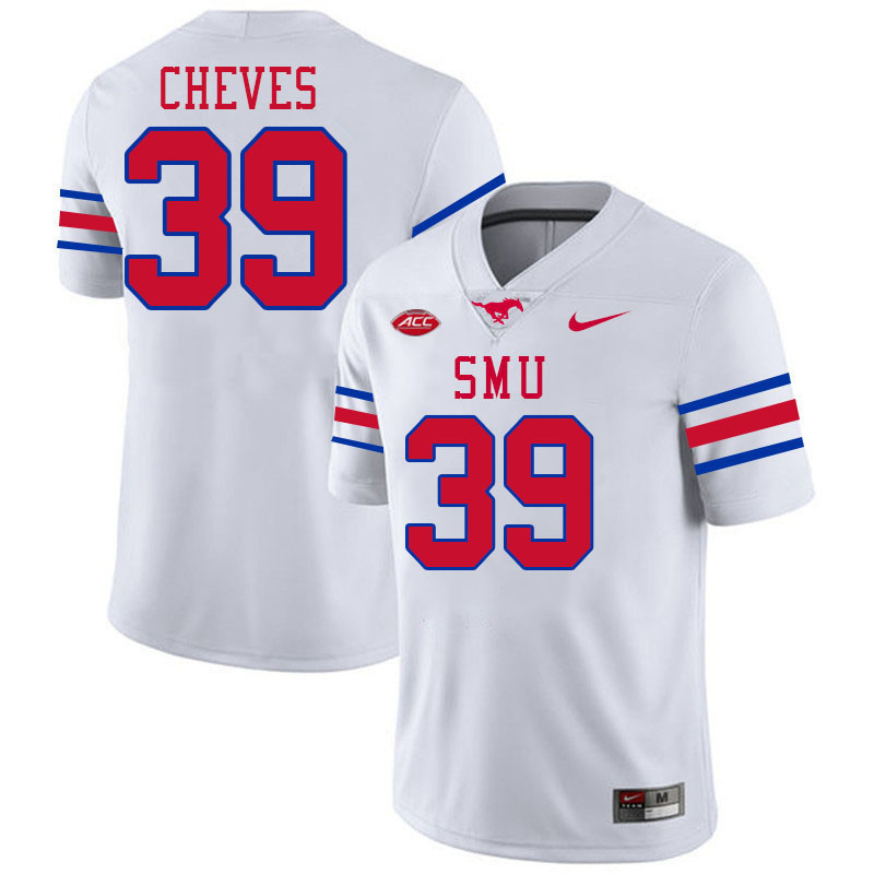 SMU Mustangs #39 Keaton Cheves College Football Jerseys Stitched Sale-White